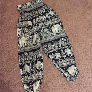 Black & white elephant pants